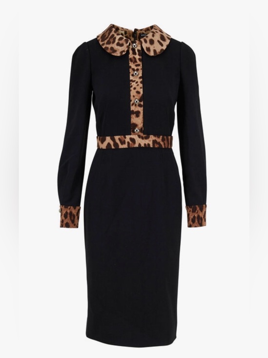 Dolce & Gabbana Dresses & Skirts - Dolce & Gabbana Black & Leopard Print Dress $2,295 NEW NWT